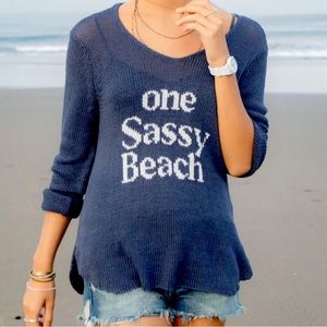 Wooden Ships One Sassy Beach V Neck Lightweight Looseweave Sweater